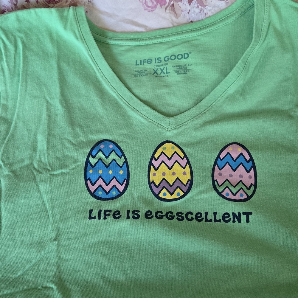 Life Is Good Womens Tee with Colorful Egg Design